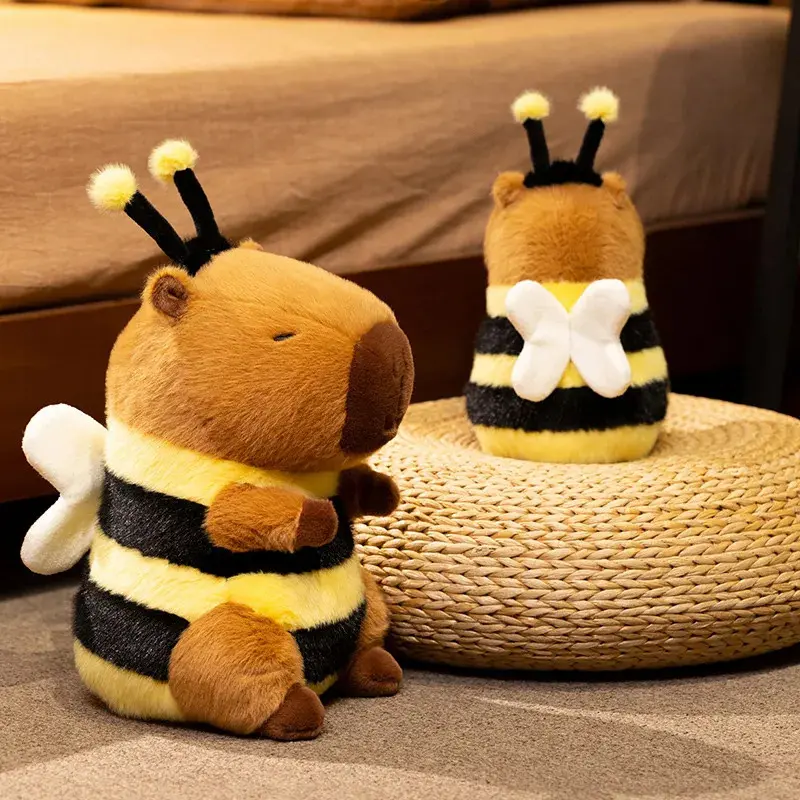 Unisex Bee-Themed Capybara Soft Plush Stuffed Animal Toy, Creative Simulation Doll, Ages 14+ Birthday Gift, Animal Theme Room Decoration