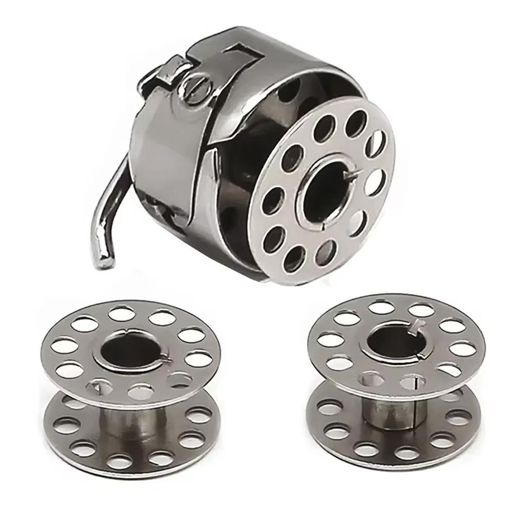 Sewing Machine Bobbin Set, 1 Set Including 1 Count Sewing Machine Bobbin Case & 5 Counts Bobbin, Multifunctional Sewing Machine Accessories for Home Use