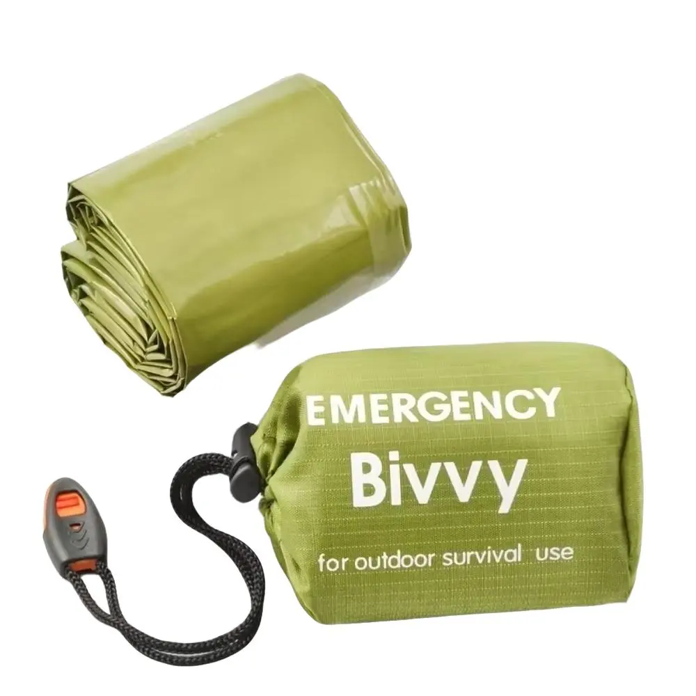 3pcs Car Emergency Survival Kit, Emergency Sleeping Bag with Storage Bag & Survival Whistle, Polyester Insulated Thermal Blanket for Camping Hiking, Survival Gear