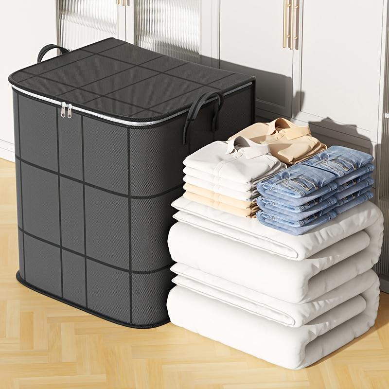 Extra Large 47.55gal Heavy-Duty Folding Storage Bag with Flip-Top Lid & Double Chain Closure - Heavy-Duty Rectangular Organizer with Black Frame for Moving, Travel, Under-Bed Storage - Space-Saving Collapsible Storage Box for Clothes, Beddi