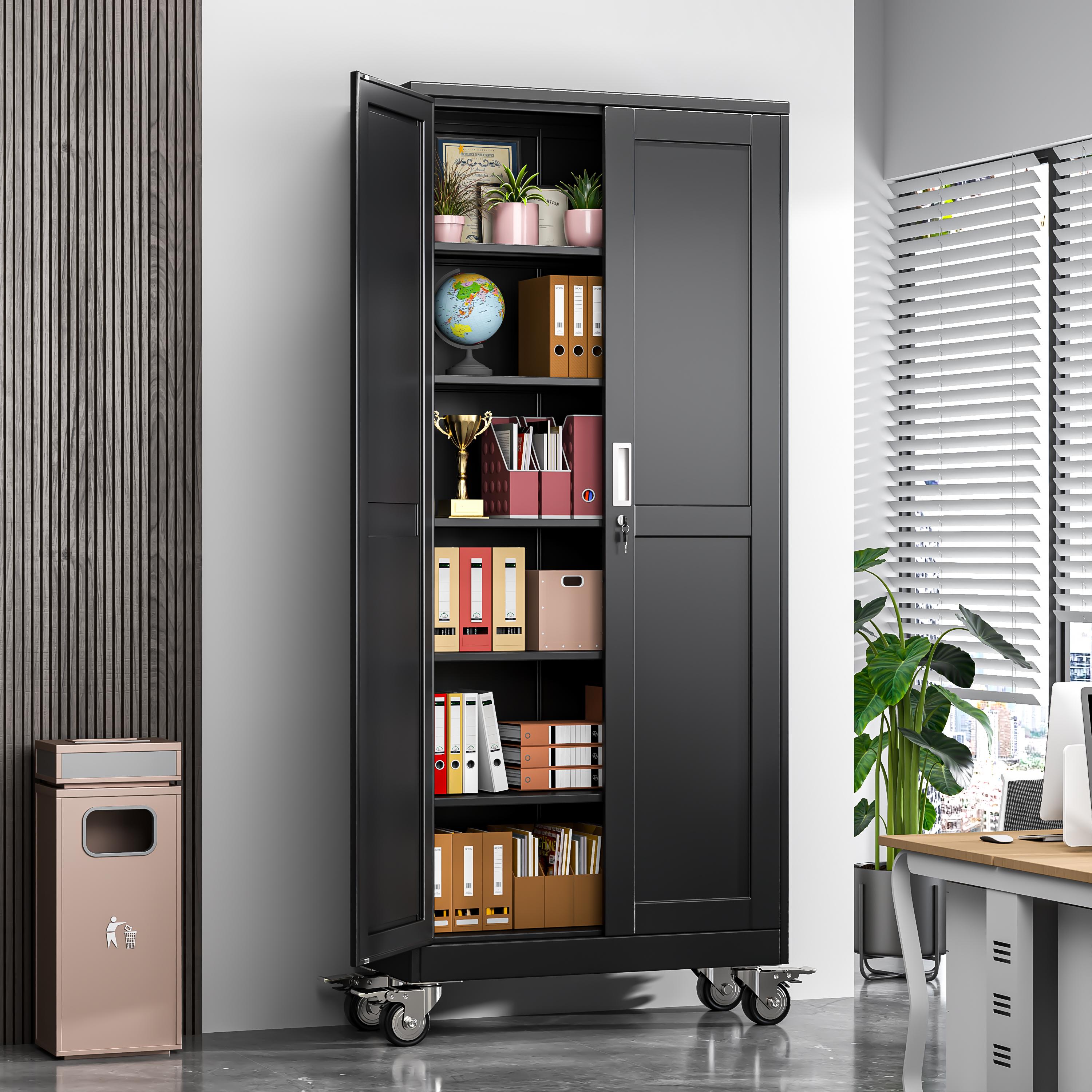 GEITIN 75" Tall Metal Garage Storage Cabinet with Wheels & Locking Doors, 5 Adjustable Shelves, Heavy Duty Steel Tool Cabinet for Garage, Home, Office, Shop GEITIN 75" Tall Metal Garage Storage Cabinet with Wheels & Locking Doors, 5 Adjustable Shelves, Heavy Duty Steel Tool Cabinet for Garage, Home, Office, Shop