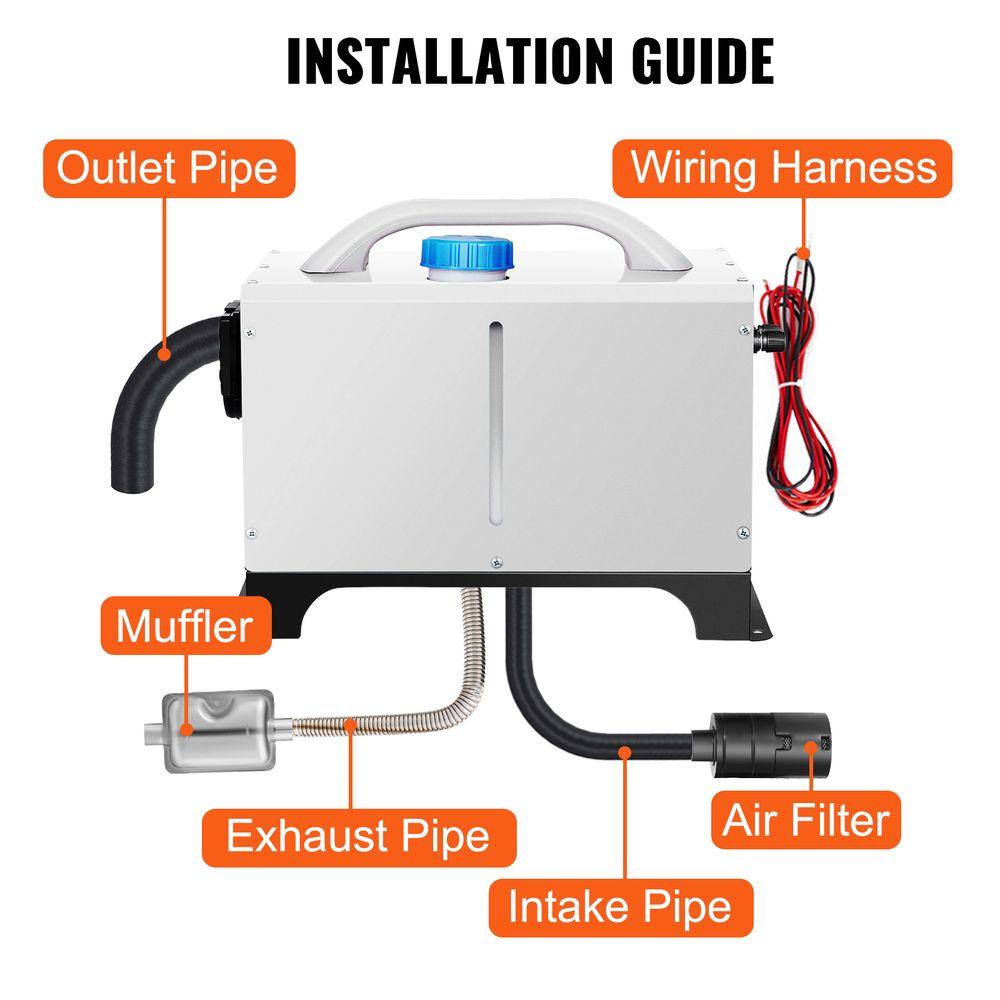 VEVOR Diesel Air Heater 8KW Parking Heater 12V Truck Heater, One Air Outlet, with Black LCD Switch, Remote Control, Fast Heating Compact Diesel Heater, For Car, RV Truck, Boat, Campervans, Caravans