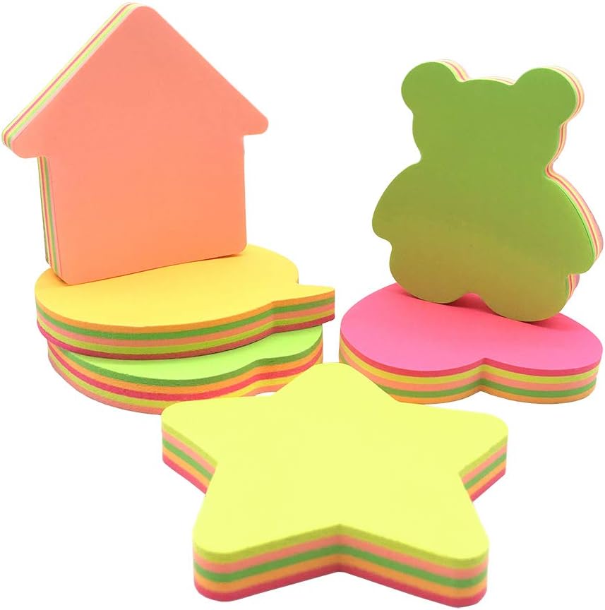 Sticky Notes, Self-Stick Removable Shaped Sticky Note - 14 Pads - 100 Sheets 6 Pad Shaped Note -20 Sheets 8 Pad  Notes(14 Pack)