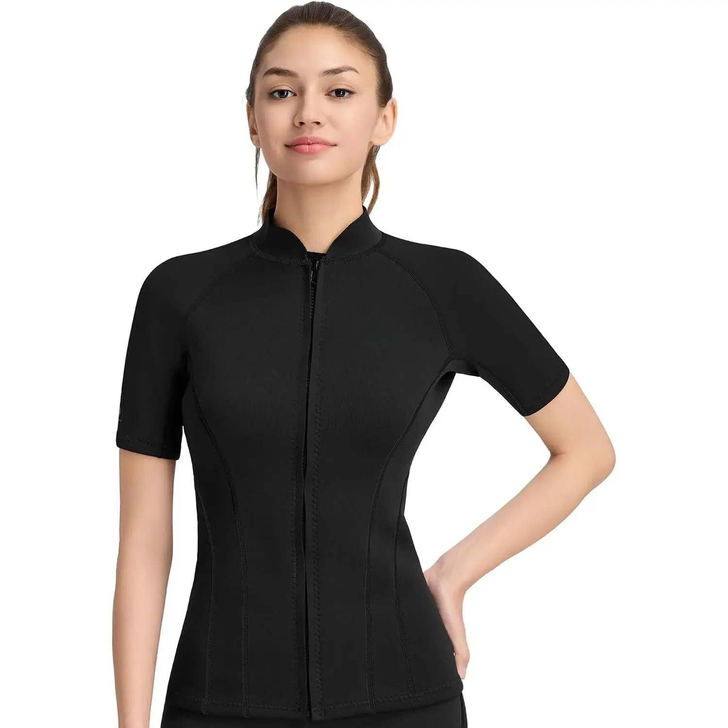 Women Wetsuit Top 2mm Wet Suits Jacket | Short Sleeve Wetsuits Tops Neoprene Front Zip Jackets Water Aerobics Swimming Diving Snorkeling