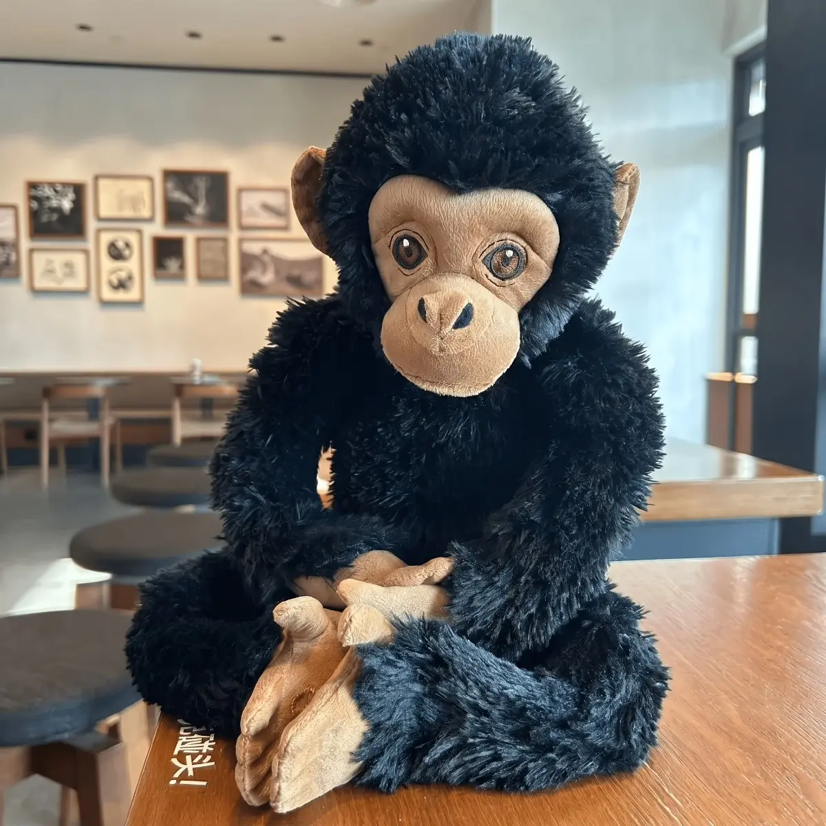 Realistic Chimpanzee Plush Toy, Lifelike Chimp Stuffed Animal, Soft Fluffy Gorilla Ape Plush Doll, Wildlife Simulation Monkey Plushie Gift