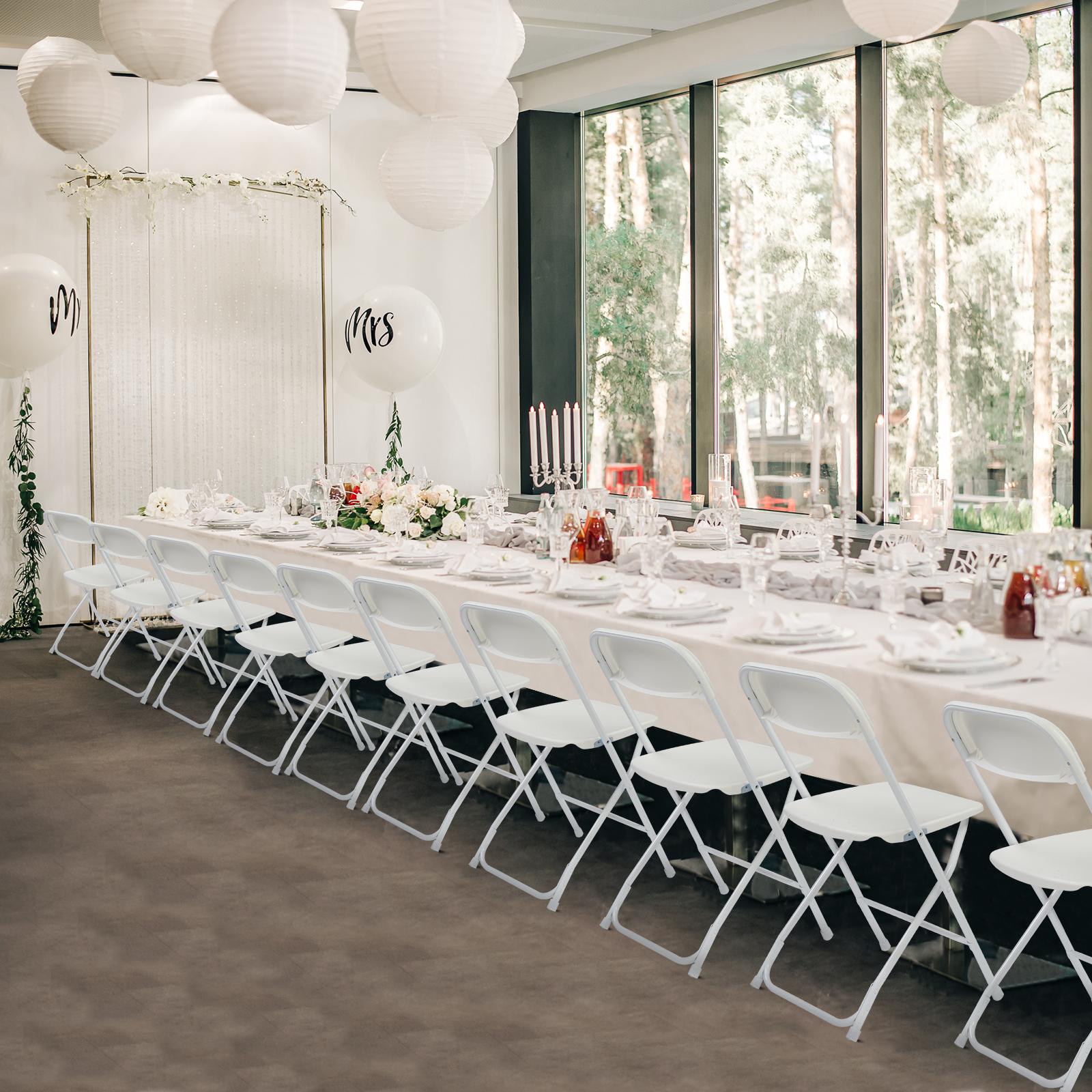 10 Pack Heavy-Duty Plastic Folding Chairs - 350lb Capacity Commercial Grade Stackable & Rust-Proof for Weddings, Parties, Office & Outdoor Thickened Steel Frame & No-Tool Assembly"