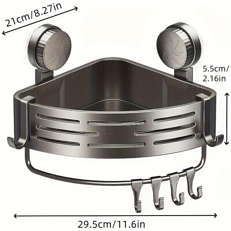 2-Piece Suction Cup Triangle Bathroom Storage Rack, Wall Mounted No-Drill Washbasin Toilet Organizer, Plastic Corner Shelf, Set