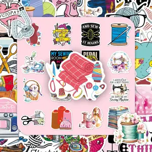 50pcs Sewing Lovers Stickers – Creative Cartoon Cute Stylish DIY Decorative Stickers for Journaling, Luggage, Storage Box