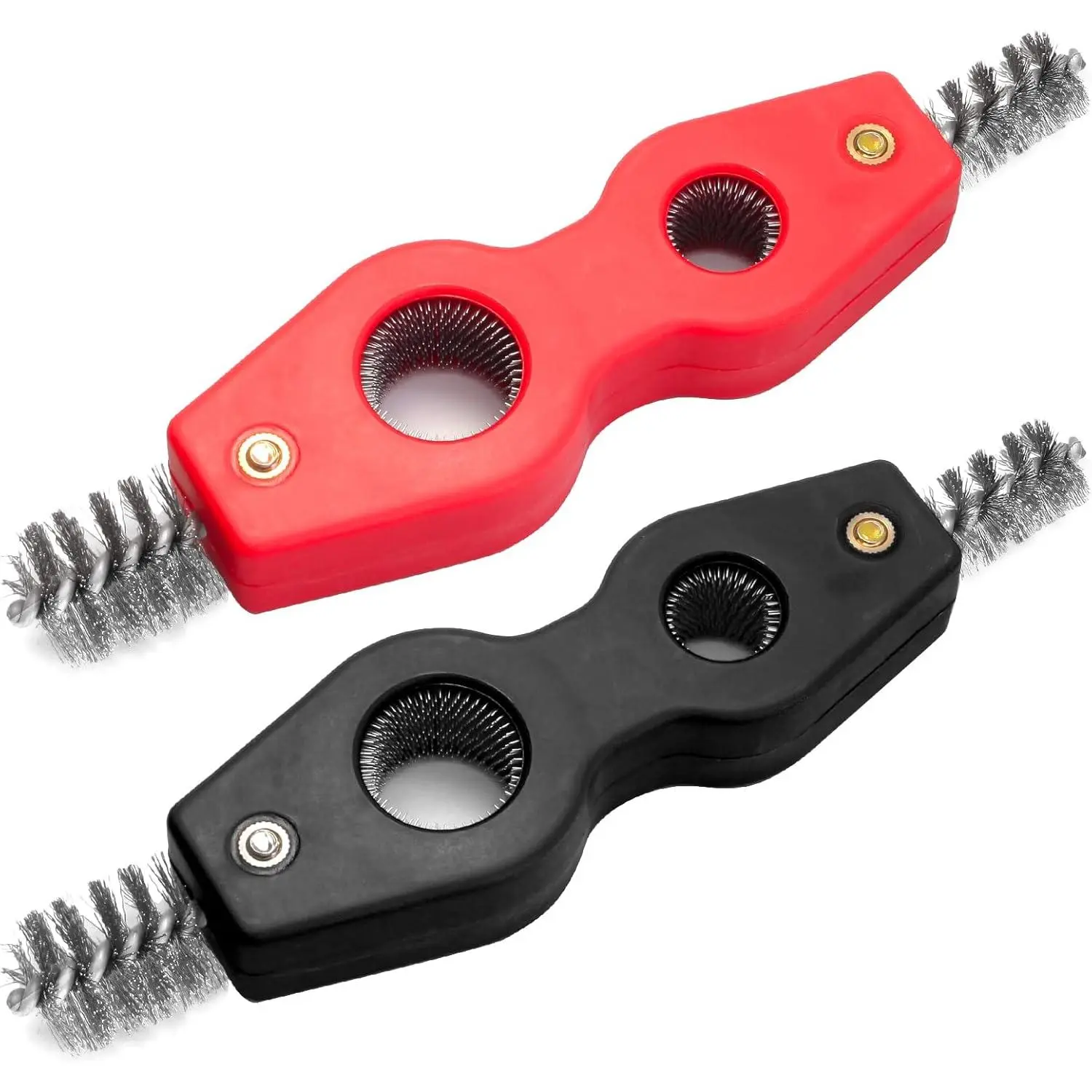 Hordion 2PCS Industrial 4-in-1 Lightweight Copper Pipe Cleaner - 1/2"-3/4" Deburring Brush with Plastic Comfortable Inner & Outer Thread Tool for Brazing, Plumbing