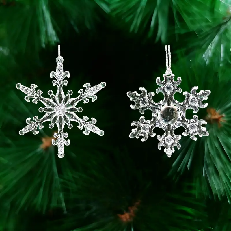 🎄50/100 pcs Christmas Decoration Snowflakes for Pendants,✨Hanging Crystal Snowflake Pendants,s Window Decoration Snow Theme📿,for Xmas Tree, Acrylic Snowflake Icicle Ornaments Decoration for Christmas, Party, Wedding,Festive Holiday Decoration❄️