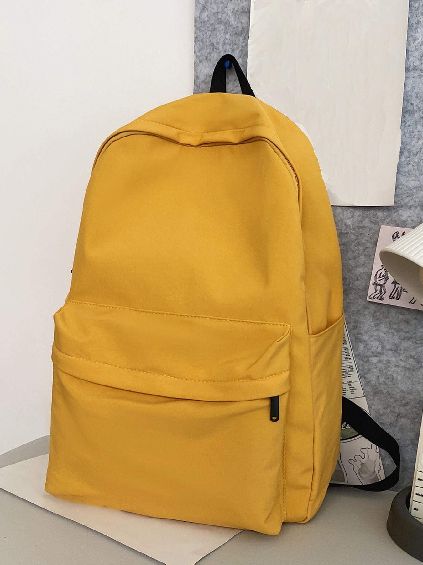 Fashionable and versatile solid color backpack, simple niche design, multi-color basic style, practical and versatile with large capacity, simple bag for college students, easy to carry for daily commuting, Casual backpack