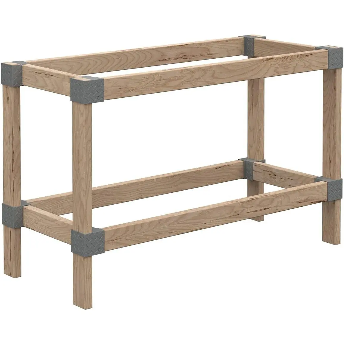 Heavyweight DIY Workbench Hardware Kit - 24" W x 48" D, 500 lb Load Capacity, Easy 90 Cuts, Gray Plastic Brackets, for Home Workshop, Lumber Not Included