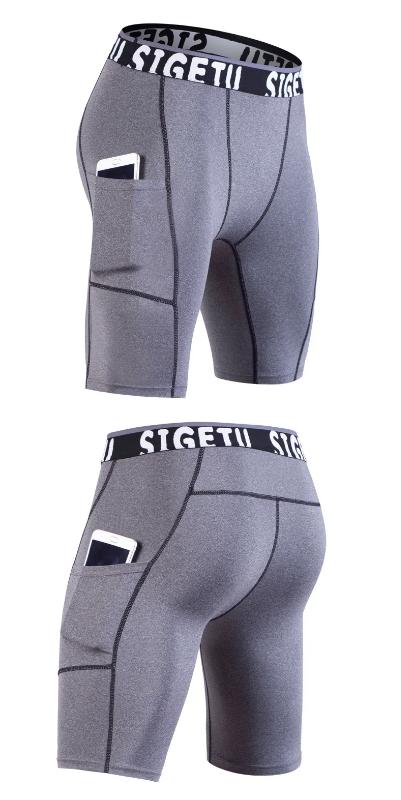 Kyn Apparel Quick Dry Compression Running Tights Men with Pocket Gym Fitness Shorts Sportswear Short Leggings Elastic Underwear