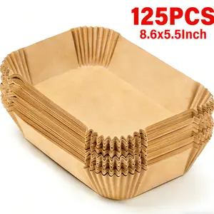 8.6x5.5 rectangular air fryer liners, long disposable basket parchment, dual basket fryer pad, Ninja dual zone liner, nonstick greaseproof cooking sheet, high temp unbleached paper for fried snacks & frozen food
