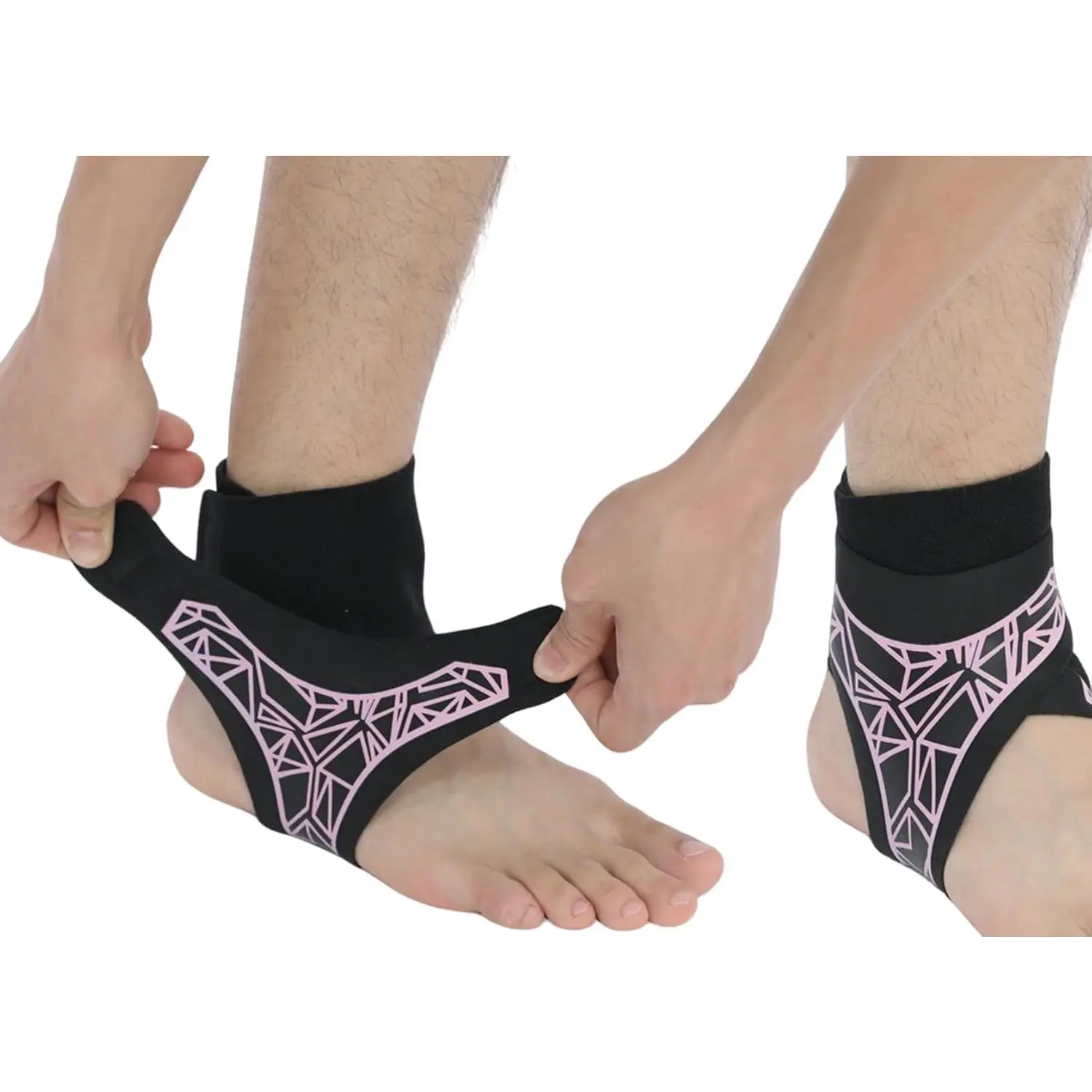 2 Pack Ankle Brace & Elastic Supports  Men & Women, Ankle Support Ankle Compression Sleeve, Plantar Fasciitis Relief Achilles Tendonitis Brace Achilles Tendonitis Wrap (Pink, S/M)