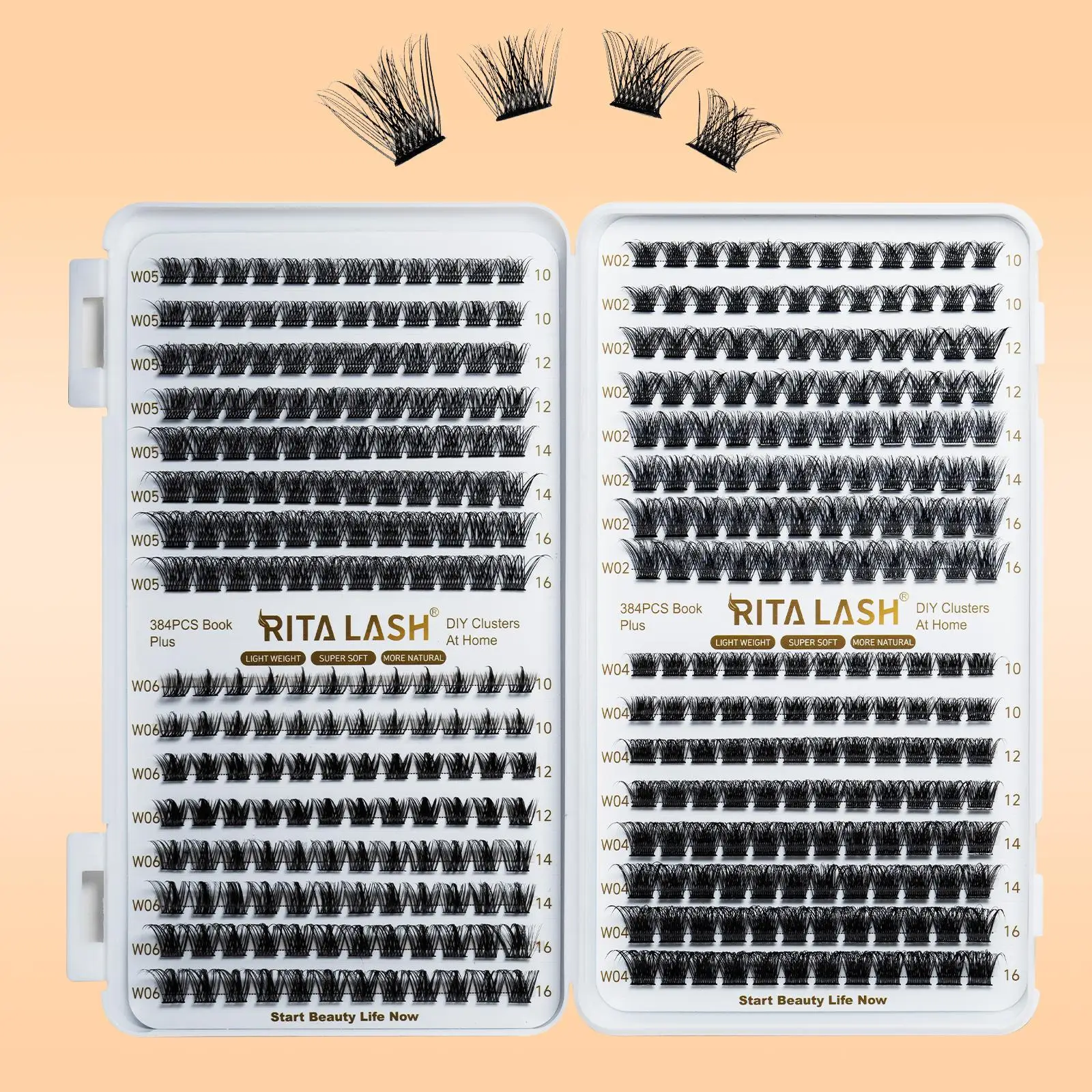 Summer Makeup, Mixed Style Cluster False Eyelashes, 384pcs/set Natural Wispy Lash Extension Kit, DIY Curling Eye Makeup Enhancement Accessories for Wo