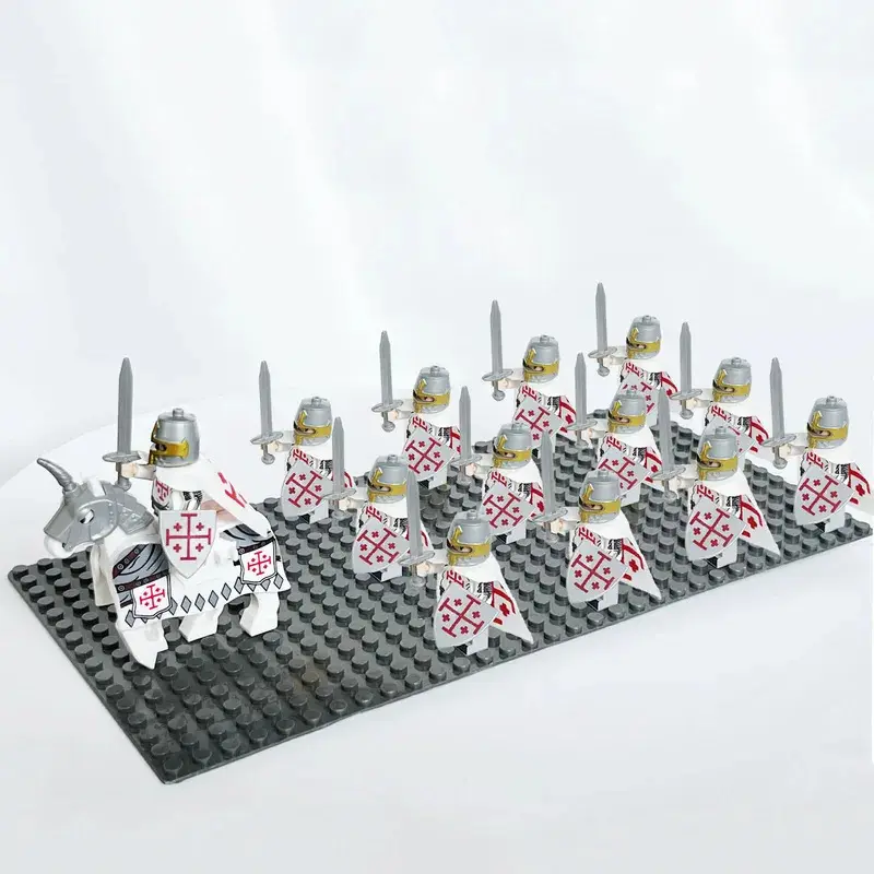 13pcs Teutonic Roman Templaer Knights Hospitaller Spartacus Army Solider Minifig Building Block Toys for Kids