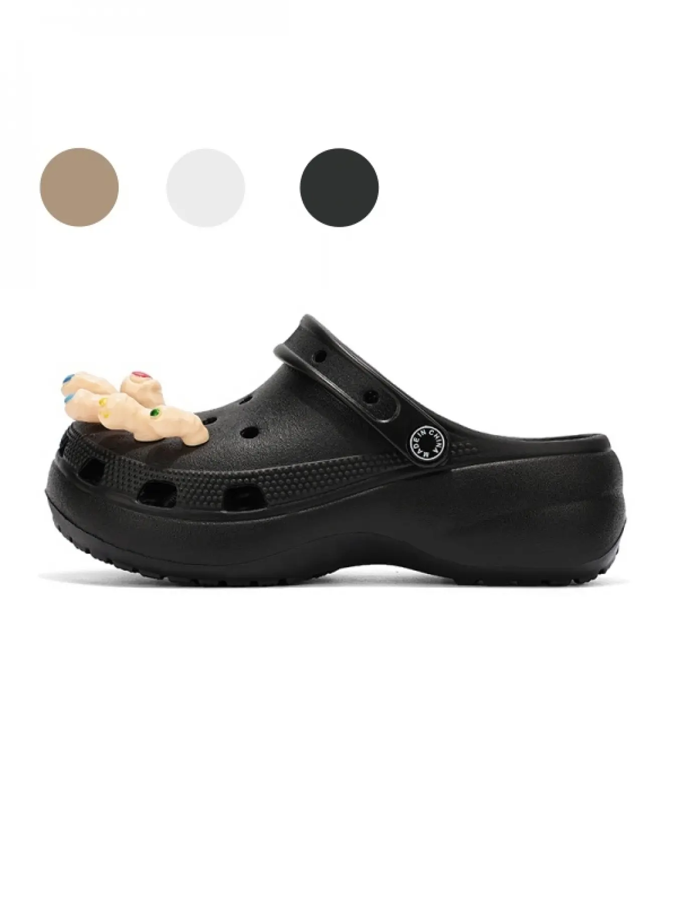Women's Funny 3D Finger Charms Chunky Sole Clogs, Adjustable Heel Strap Convertible Closed-toe Slides for Indoor Leisure & Fun Street Outfits, Casual Slipper Shoes