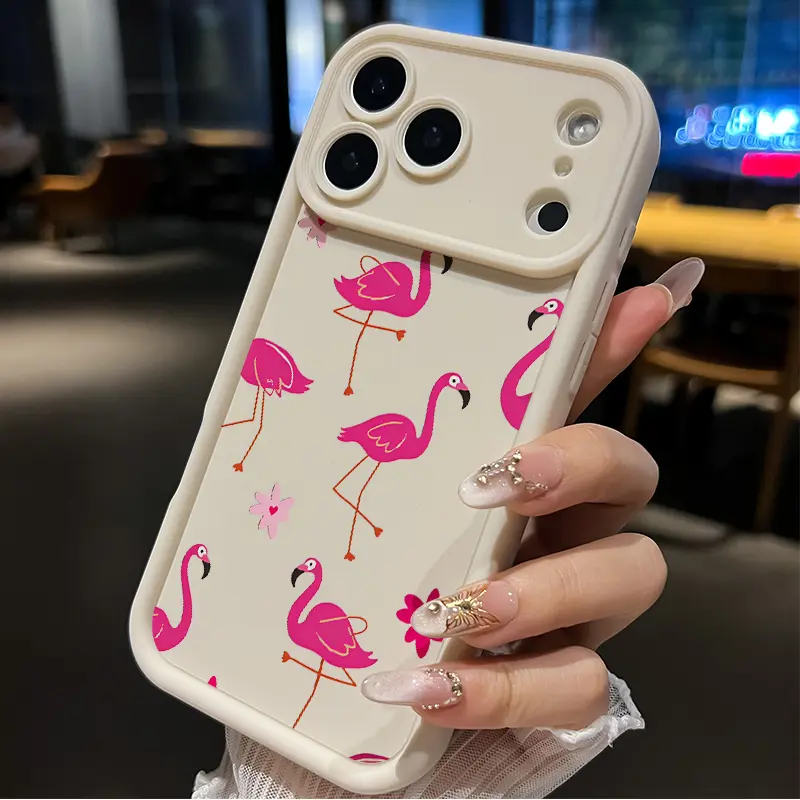 Flamingo Floral Fantasy Pattern TPU Phone Case for iPhone 17 Pro Max 16 15 14 Plus 13 12 Mini 11 XR X XS Air E Shockproof Drop Protection Rugged Durable Silicone Cover Cellphone Protective Casing