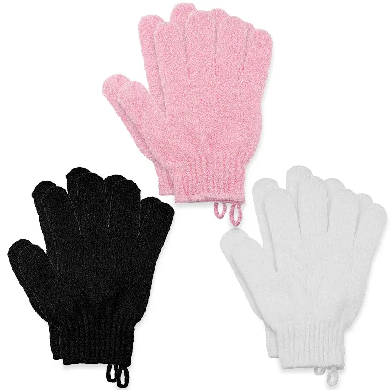 6 Pcs Exfoliating Bath Gloves, Five Finger Scrubbing Mitts, Sandpaper Body Scrubber, Colors, Family Use