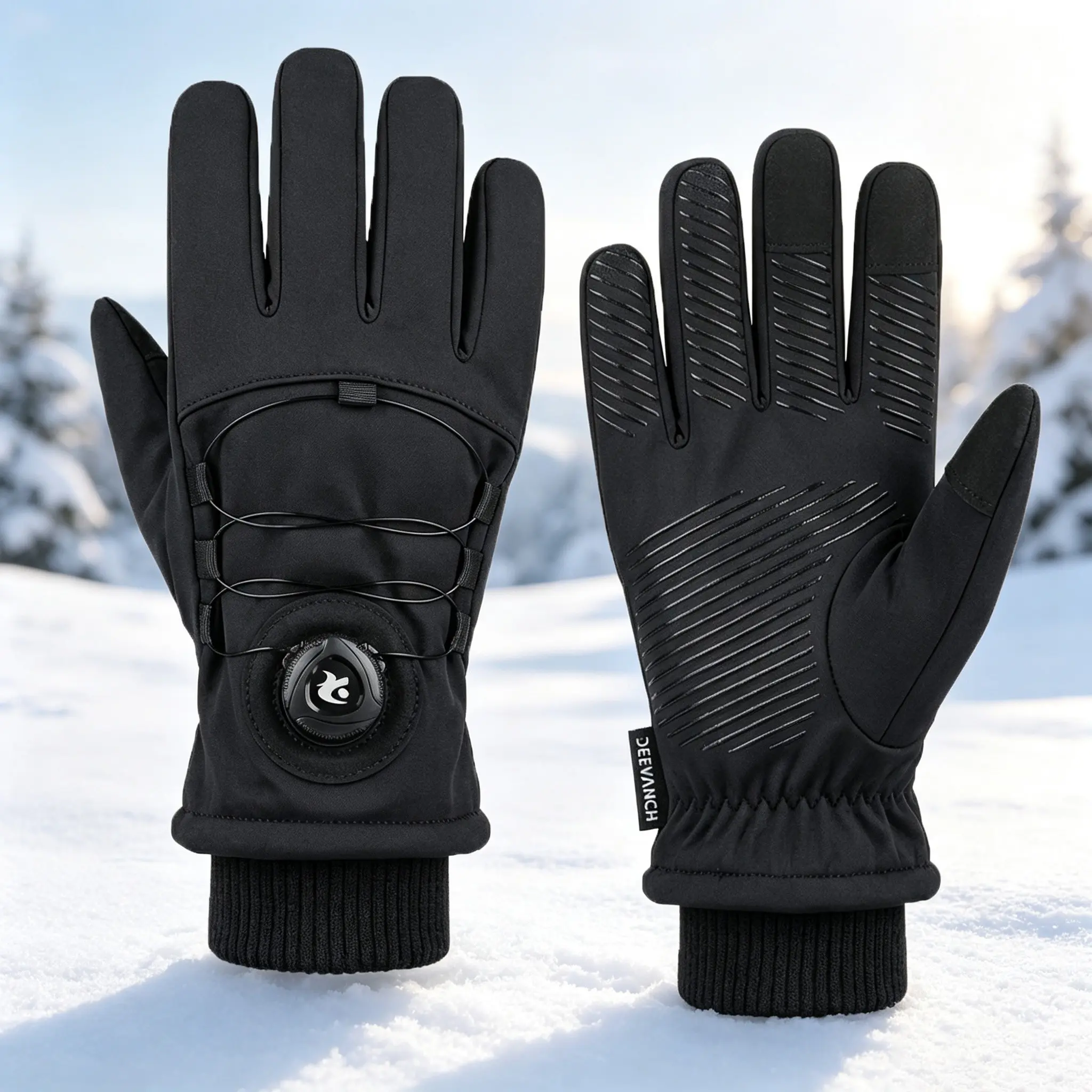 Adjustable Cuff Ski Gloves, Waterproof Windproof Thermal, Touch Screen Anti Slip, Winter Gloves for Snow Sports Cycling