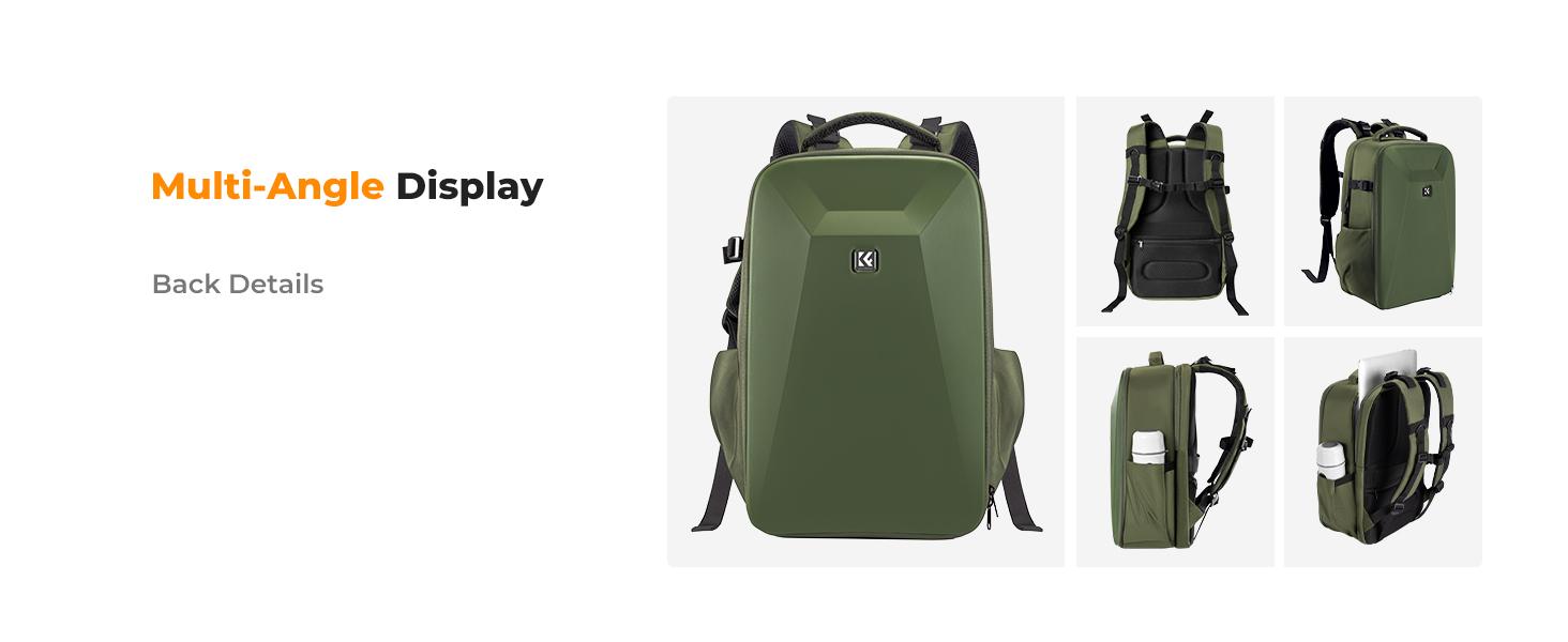 K&F CONCEPT Camera Backpack,Hardshell Photography DSLR Camera Bag with 15-15.6 Inch Laptop Compartment Hard Shell Camera Case Compatible with Canon/Nikon/Sony/DJI Mavic Drone