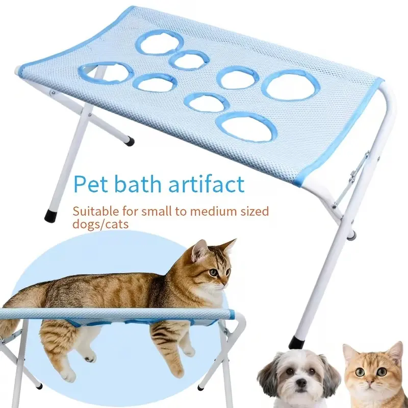 Pet Grooming Hammock for Cats and Dogs, Secure Stand Included, Ideal for Bathing, Shaving, Nail Trimming, Prevents Scratching and Biting