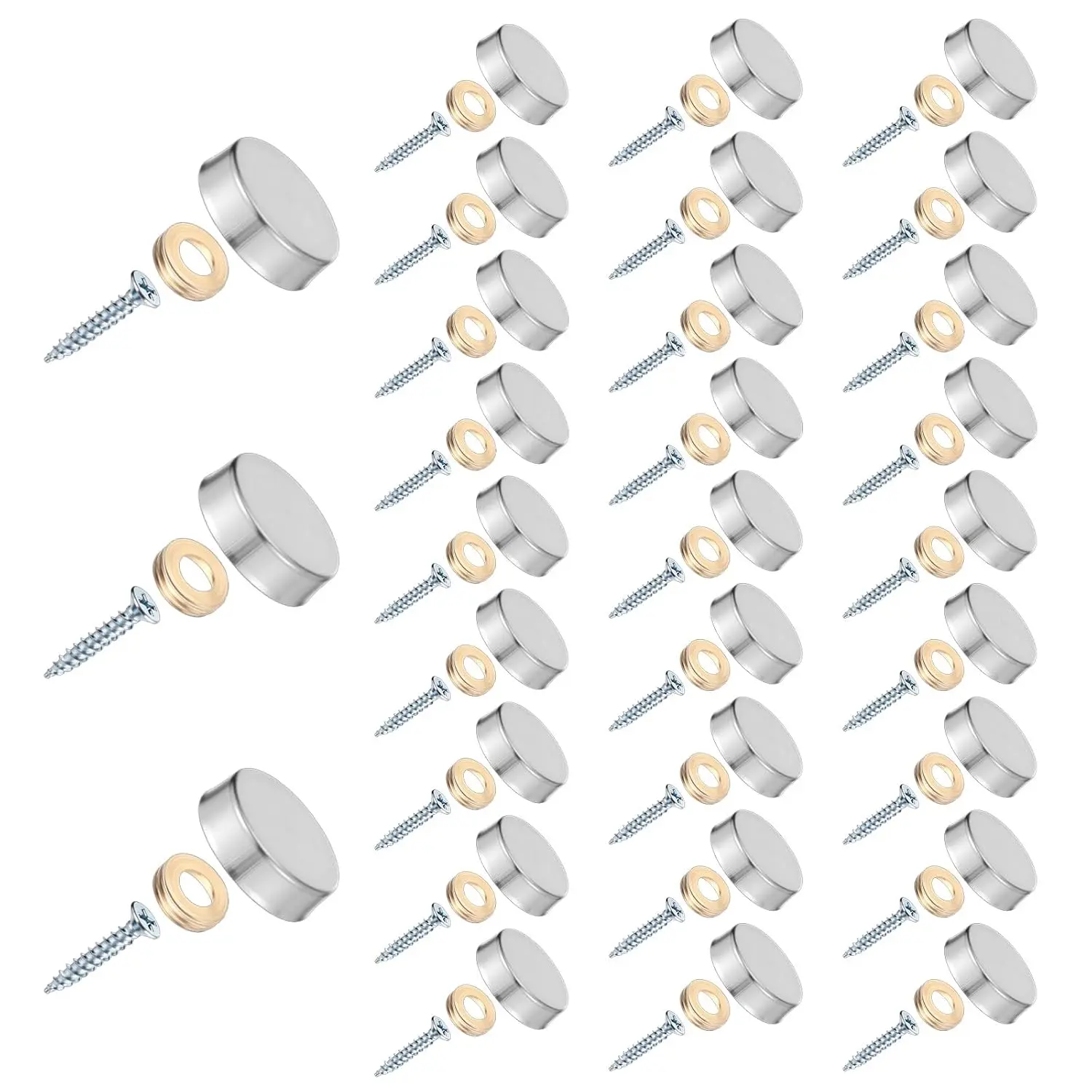 30 count Decorative Screws with Caps, Screws with Caps Stainless Steel Mirror Decorative Screw 0.63"/16mm Mirrors Screw Fasteners for Sign Advertising Hardware,Nails,Construction