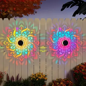 Viral Solar Mandala Wall Light – Metal Iron Waterproof Outdoor Lamp, Garden Patio Lawn Landscape Decor, Auto On/Off Ambient Light for Villa Backyard