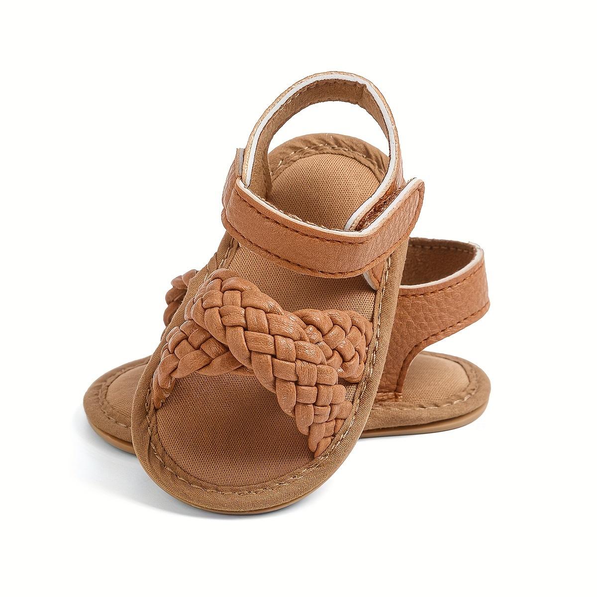 Casual Solid Color Open Toe Sandals Baby Girls, Breathable Lightweight Walking Shoes