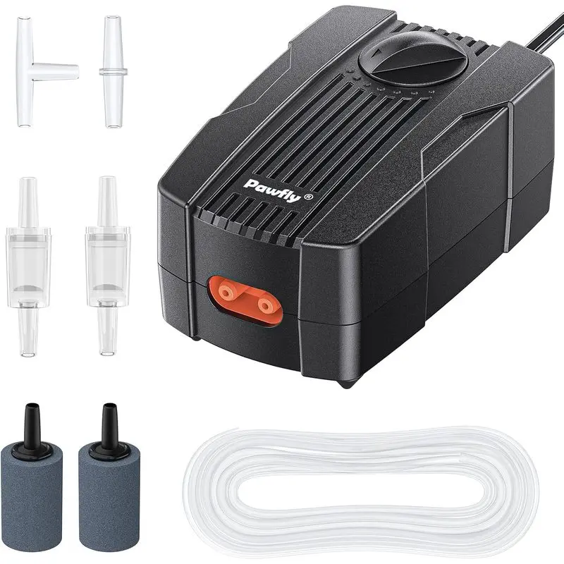 Outdoor sports Pawfly Aquarium Air Pump Oxygen Pump for 10-200 Gallon Fish Tanks Buckets Dual Outlet Adjustable Ultra Quiet Aerator Pump with Accessories