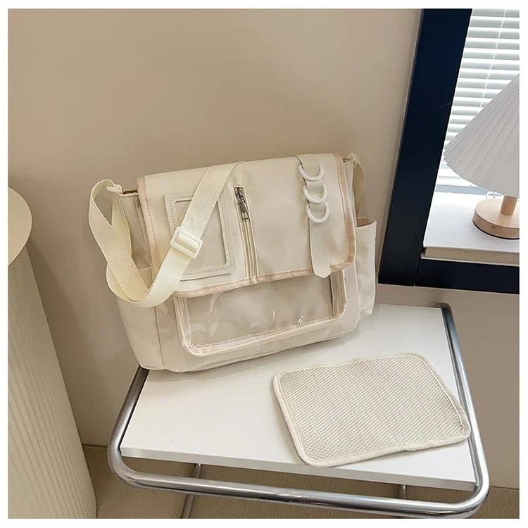 Y2K Japanese Harajuku School Bags for Girls New Transparent Itabag Shoulder Crossbody Bag DIY Badges Display Plate Ita Bag
