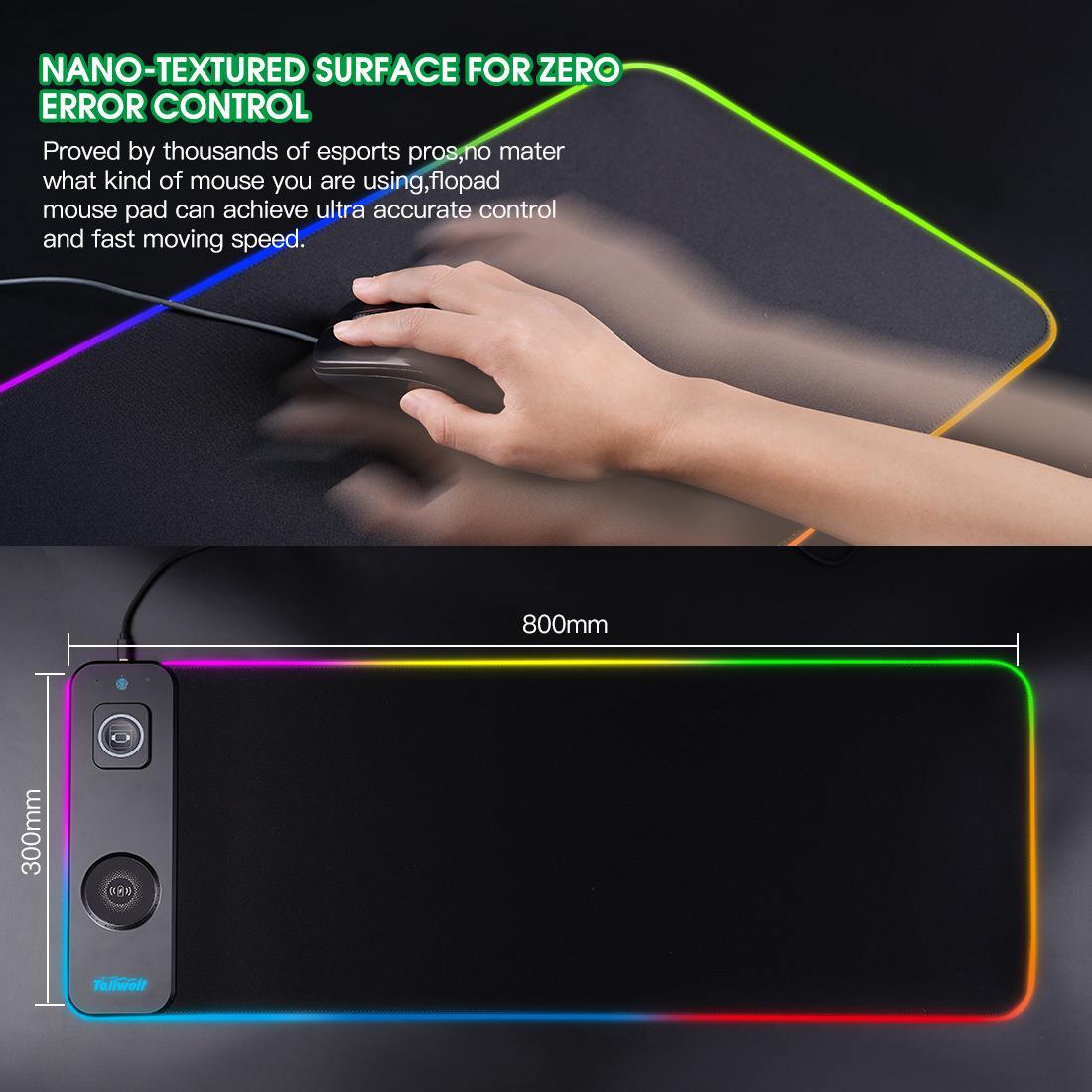 3-in-1RGB Gaming Mouse Pad with Wireless Charger | 14 Light Modes, Built-in 20W PD Adapter, Large Non-Slip Desk Mat