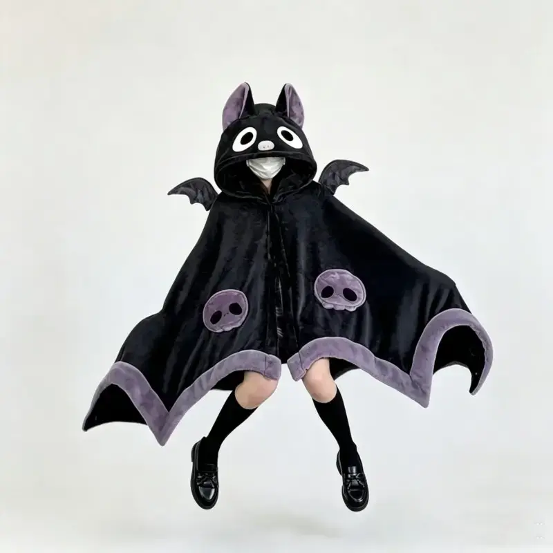 Wearable Blanket Hoodie Bat Cape, Oversized Plush Fleece Hooded Blanket for Adults, Warm Cozy Throw Blanket Cloak, Halloween Costume Style Blanket, Holiday Gift for Men Women Teens
