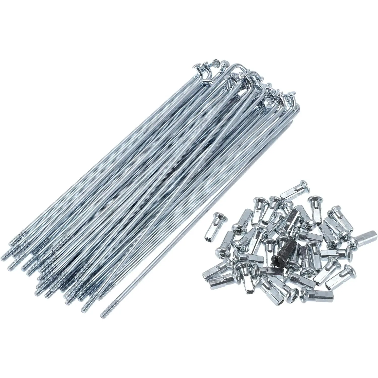 1 Set Universal 12G 136mm Length Bicycle Wheel Spokes Carbon Steel Galvanized Silver Tone Nipple
