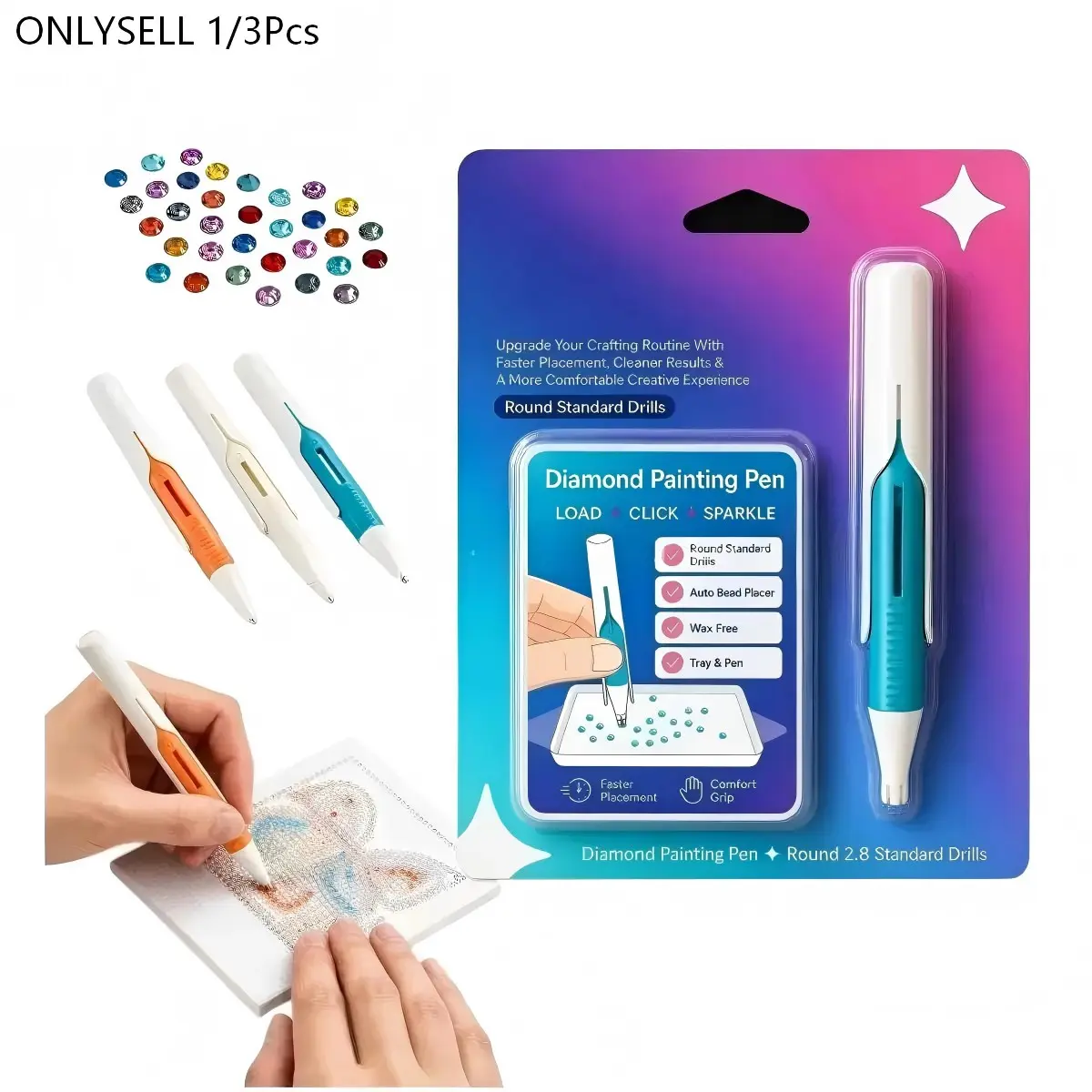 Automatic Diamond Painting Pen, Self-Adjusting Design for Precise Application, Ideal for DIY CraftProjects, Enhances Creativity and Fun