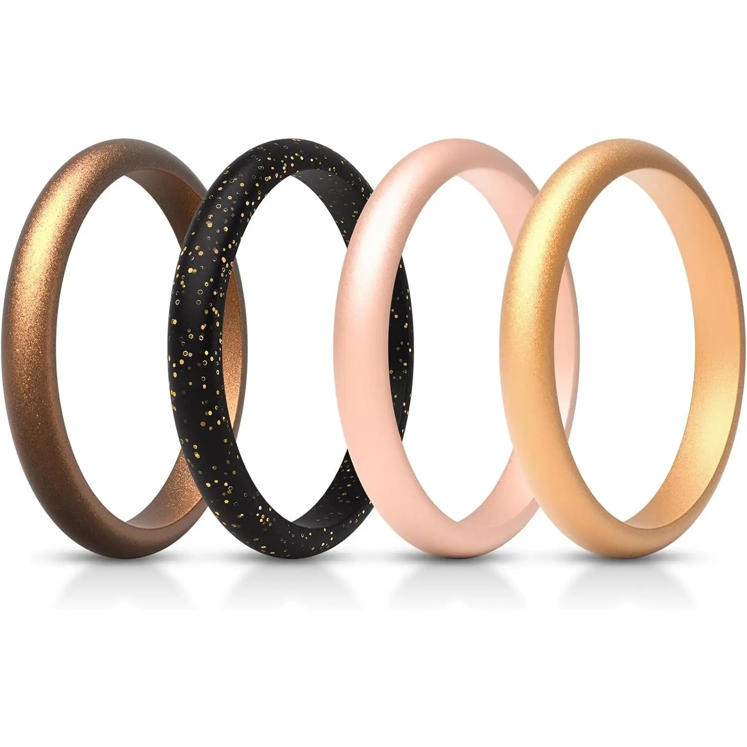 Women's Silicone Thin and Stackable Ring Enhancers, Silicone Wedding Bands, 2.5mm Wide 2mm Thick, Variety Multipack 1-12