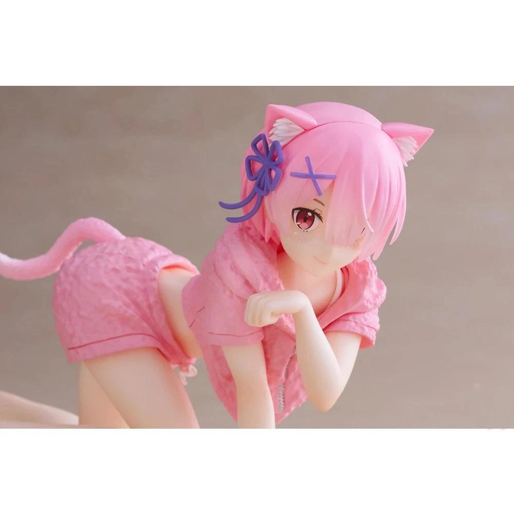 Anime Rem/Ram Ramu Figure Lying pose Action Figure Cute Cat loli PVC model Collection Desktop decorations Child toy Gifts