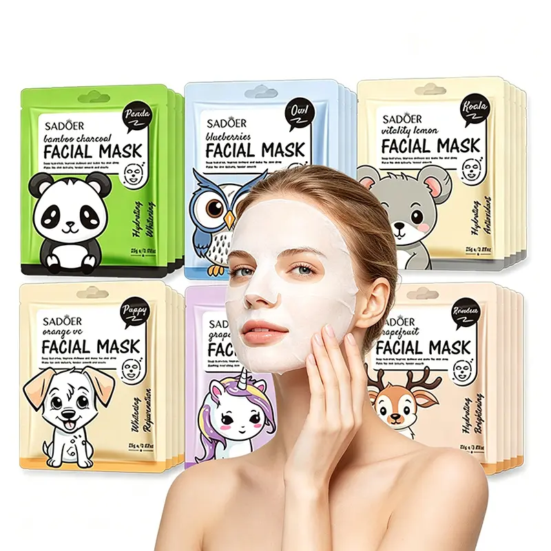 Fruity Aroma Cartoon Fruit Variety Pack Face Masks, 30-Pack Hydrating Lightweight Sheet Masks for All Skin Types, Daily Plant Extracts Moisturizer with Strawberry & Lemon, 15-Minute Soak Single Sheets for Smooth Deep Hydration