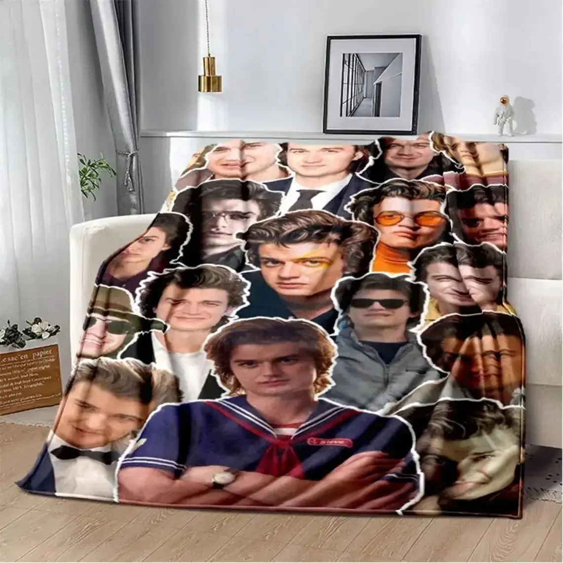 Joe Keery Steve Harrington Soft Plush Flannel Throw Blankets Bedding Bed Accessories, Multipurpose Cover for Living Room Bedroom Bed Sofa Picnic, Essential Home & Outdoor Decor Blanket
