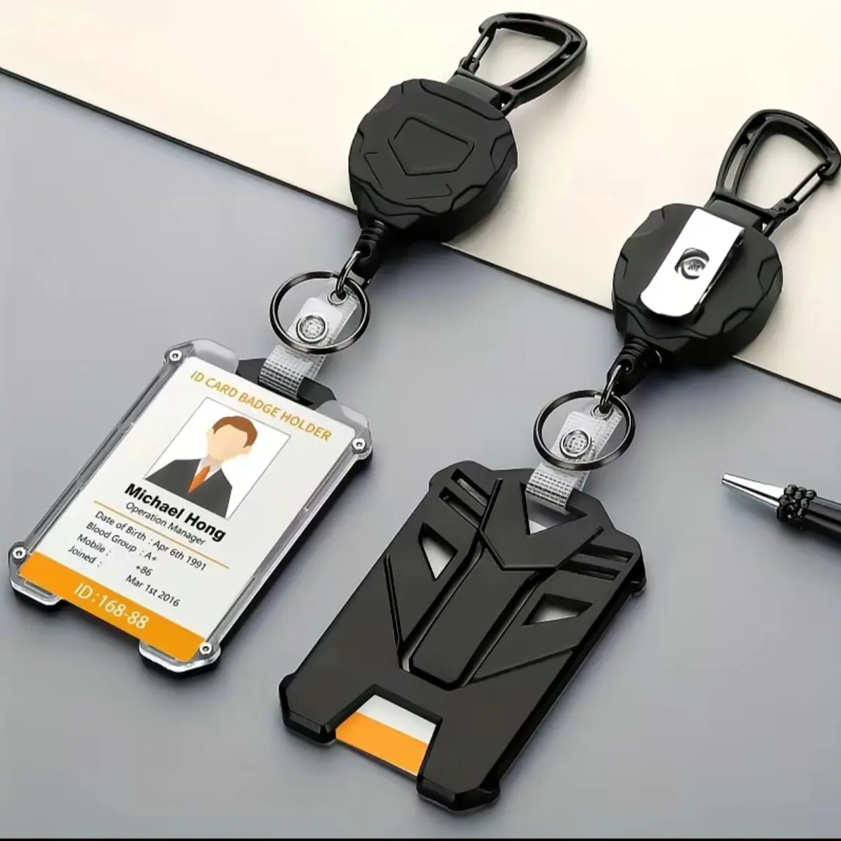 Retractable Heavy-Duty Badge Reel, Id Badge Holders Retractable, Id Holders for Badges, 1/10 Sets Keychain Badge Reels with ID Card Holder, Portable Hard Plastic ID Holder for Students and Workers