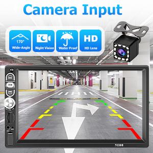 Single Din 7 Inch Car Stereo with Carplay Android Auto Bluetooth 5.1 Touchscreen Car Audio Receiver with Mirror Link FM Radio SWC USB AUX TF Card and 12LED HD Backup Camera