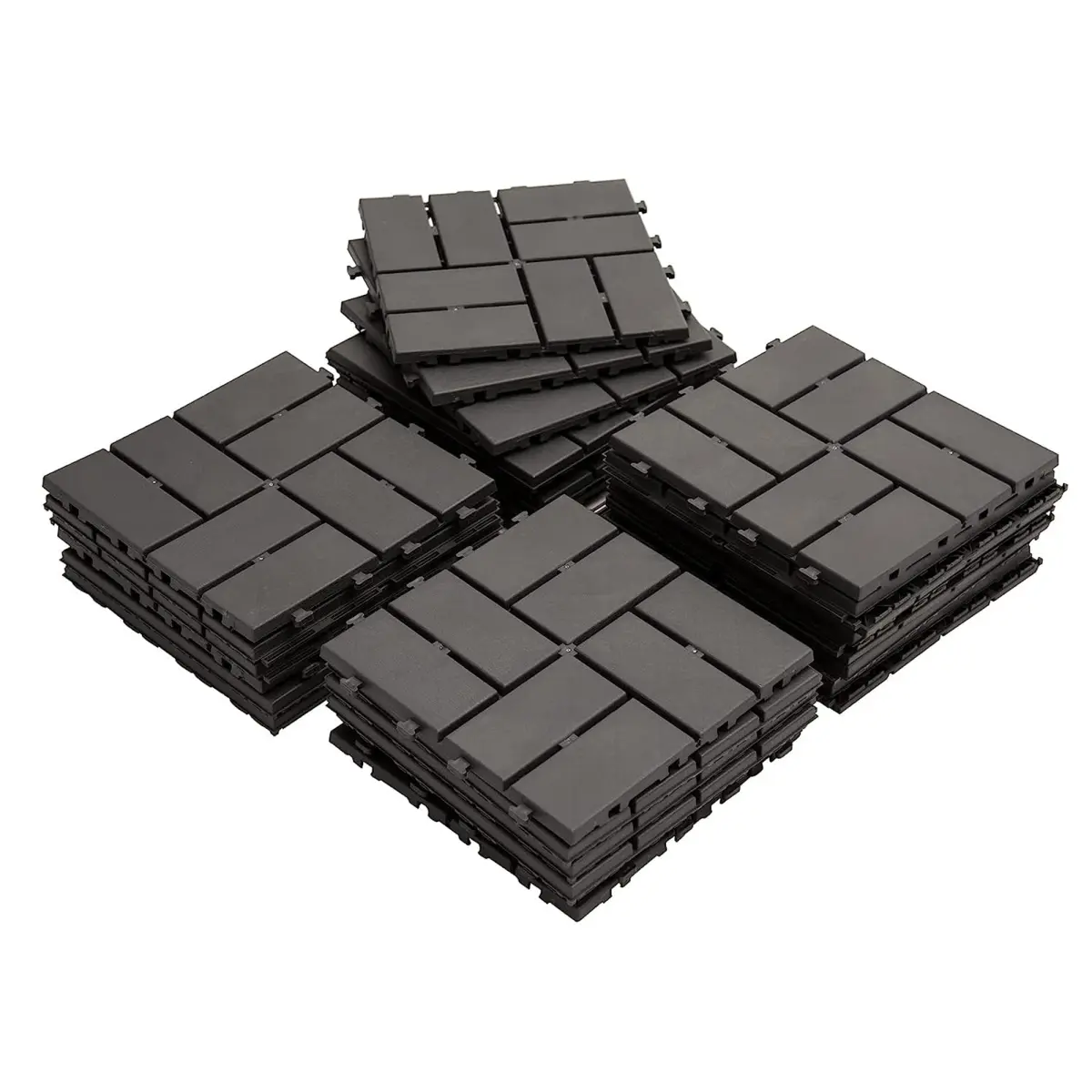 Patio Interlocking Deck Tiles, 12"x12" Square Composite Decking Tiles, Checked Plastic Outdoor Flooring Tile All Weather for Balcony Porch Backyard, (Gray, Pack of 27)