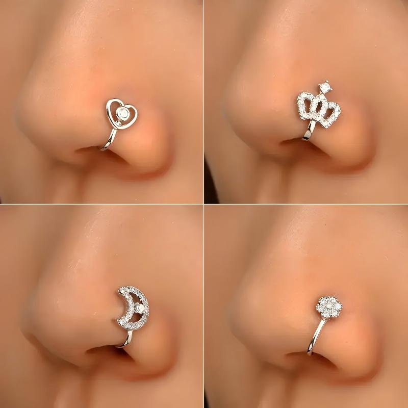 ARPURRAINA 9pcs Fashion Sparkle Fake Piercing Nose Rings Accessories - Copper & Stainless Steel Non-Piercing Clips (U-Shape, Star, Love, Crown, Cross) with Zirconia Rhinestones, Gold-Tone Punk Body Jewelry, Fashion Nose Rings,sohochic ARPURRAINA 9pcs Fashion Sparkle Fake Piercing Nose Rings Accessories - Copper & Stainless Steel Non-Piercing Clips (U-Shape, Star, Love, Crown, Cross) with Zirconia Rhinestones, Gold-Tone Punk Body Jewelry, Fashion Nose Rings,sohochic