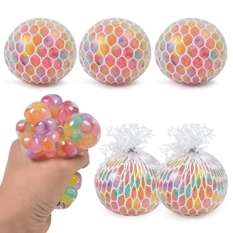 Rainbow Bead Stress Ball Squishy Balls Fidget for Adults Stress Relief Sensory Sticky Balls Squeeze Balls Party Favors & Gifts