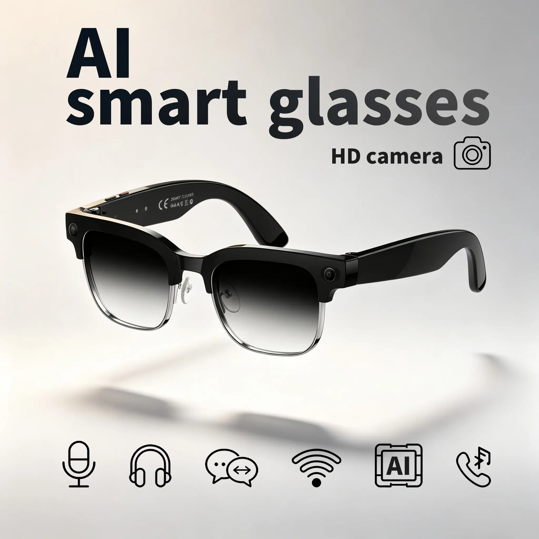 New Smart Ai Glasses, HD Camera, WiFi Transfer, Ai Recognition, Voice Control, Color-Changing Lenses, 290mah Battery, Outdoor Adventure