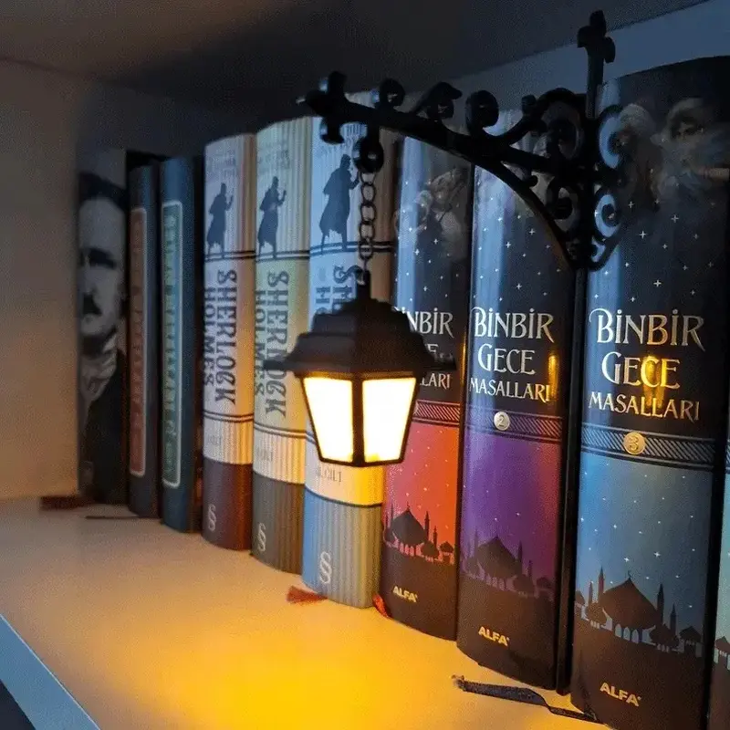 Decorative Bookshelf Lantern Light, Mini Warm LED Shelf Lamp, Cozy Bookcase Night Light for Reading Nook, Bedroom, Study, Desk, Indoor Decorative Light