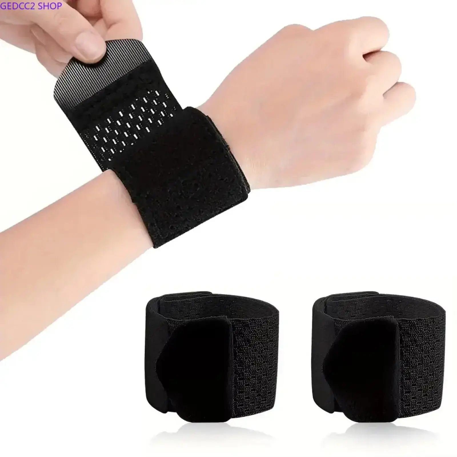 2PCS Adjustable Wrist Support Brace, Sports Wrist Wrap Strap for Men & Women, Comfortable Workout Wrist Band for Gym, Fitness & Daily Activities