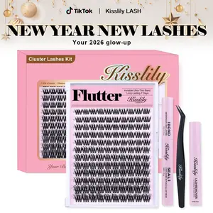Flutter | Kisslily Volume Lashes DIY False Eyelashes for Bold Dramatic Look | Lyra style Lashes with Ultra-Dense,Invisible band,Waterproof，Long-Lasting for a Flawless,Volumious Look | Trendy&Must-Have Downy Lash Clusters