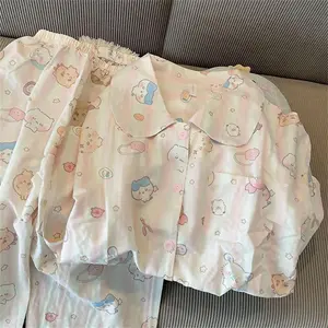 Anime Chiikawa Hachiware Women's Spring Autumn Pajama Set Long Sleeved Long Pants Pajamas New   Fashion Student Home Suit Gift